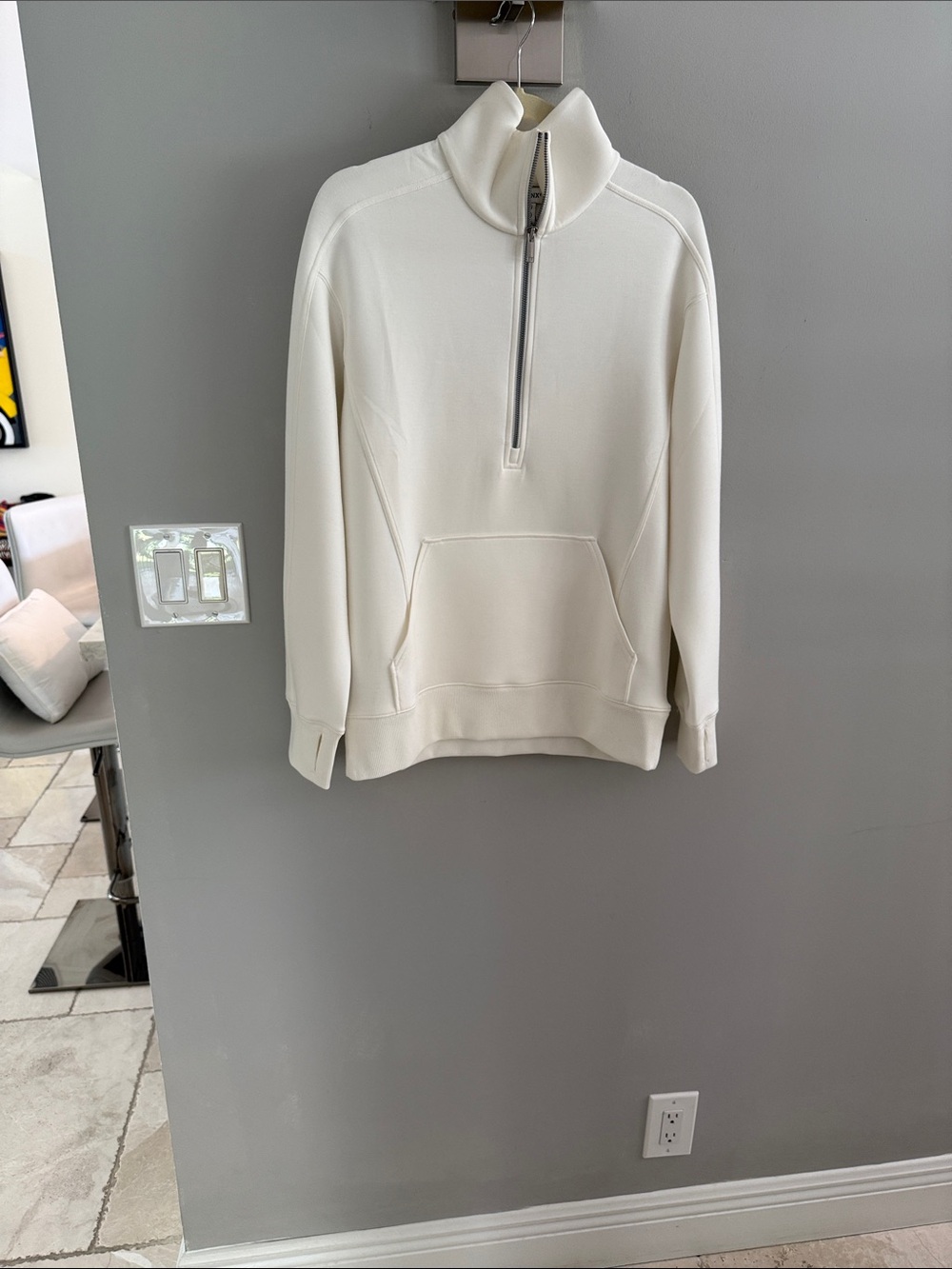 SPANX Women’s Off White Half-Zip Sweatshirt Pullover and Matching Pants XS/S